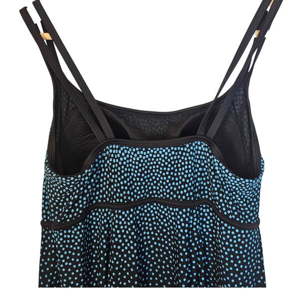 Robby Len Modest Polka Dot Blue and Black Empire Swim‎ Dress Swimsuit Size 16W - Picture 5 of 12